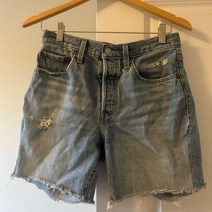 Levi's Blue Distressed Jean Shorts High-Waisted